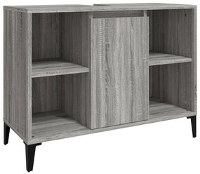 3 pcs Conjunto móveis casa de banho madeira proc. cinza sonoma