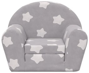 Sofá-cama infantil c/ estrelas pelúcia macia cinzento-claro