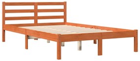Cama sem colchão 140x200 cm madeira pinho maciça castanho-mel