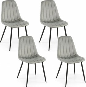 Conjunto de 4 Cadeiras de Jantar, 54 x 44,5 x 87 cm (MESA NÃO INCLUIDA), Estrutura Metálica Reforçada, Cinzento