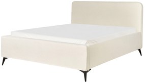 Cama de casal em tecido bouclé creme 160 x 200 cm VALOGNES Beliani