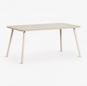 Mesa De Jantar Retangular 160x90 Cm Em Vidro Arhiza Tapioca Bege - Sklum