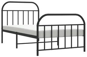 Estrutura de cama com cabeceira e pés 100x190 cm metal preto