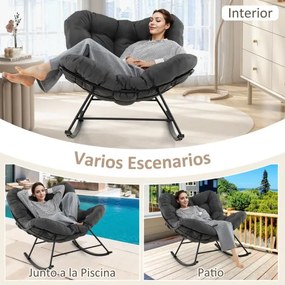 Cadeira de baloiço Jardim para interior e exterior com almofada com estrutura metálica Carga 205 kg  Cinzento