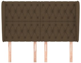 Cabeceira cama c/ abas tecido 147x23x118/128 cm castanho-escuro