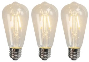 Conjunto de 3 lâmpadas LED de filamento E27 ST64 4W 320lm 2700K