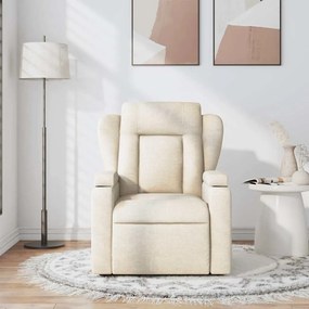 Poltrona de massagens reclinável tecido cor creme