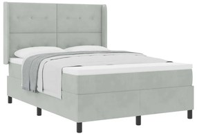 Cama Box com Colchão vidaXL Cinza Claro 140x190 cm Veludo