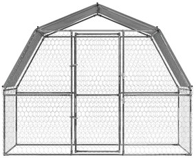 Gaiola para cães com telhado e porta aço galvanizado prateado