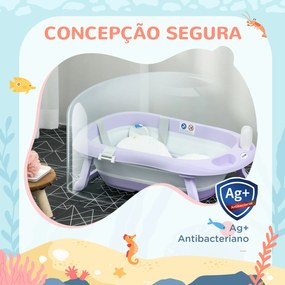 ZONEKIZ Banheira para Bebé Recém Nascido Dobrável 40L com Almofada Pés