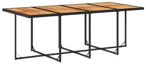 9 pcs conjunto de jantar p/ jardim c/ almofadões vime PE preto