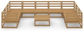 10 pcs conjunto lounge de jardim pinho maciço