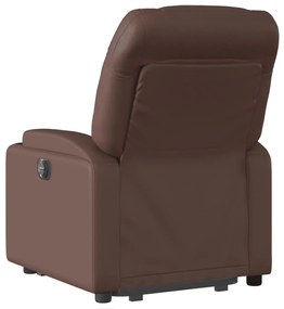 Poltrona reclinável elevatória couro artificial castanho