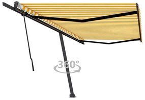 Toldo retrátil manual independente 500x350 cm amarelo e branco