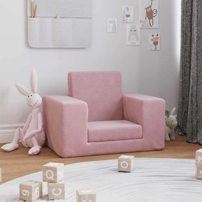 Sofá-cama infantil de pelúcia rosa