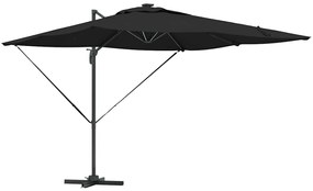 Guarda-Sol Cantilever Roma com LEDs - Preto, 286 x 285 x 270 cm, Alumí
