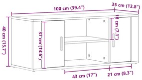 Armário para TV vidaXL Madeira Velha 100x35x40 cm Madeira Engenharia