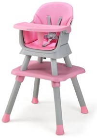 Cadeira alta para bebês 6 em 1, cadeira de alimentação conversível para bebês, banco infantil com bandeja para cinto de 5 pontos e marrom