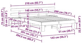 Estrutura da Cama com gaveta Castanho 140 x 200 cm