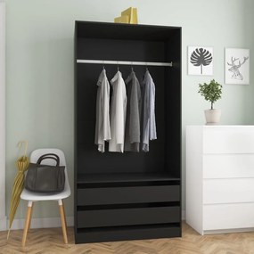 vidaXL Roupeiro 100x50x200 cm derivados de madeira preto
