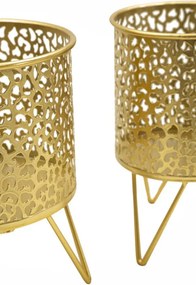 CONJUNTO DE 2 VASOS HOLDERPINY DOURADO Ø 16X20-13X20 CM (PLANTAS NÃO INCLUIDAS)