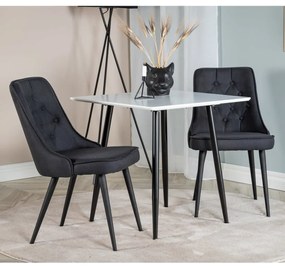Venture Home Cadeiras de jantar Velvet Deluxe 2 pcs poliéster preto