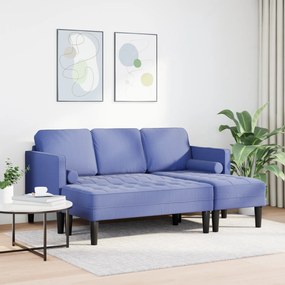 Conjunto de Sofá de 2 Peças com Almofadas Azul Jeans Tecido