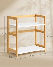 Estante para especiarias com 2 níveis 18,6 x 41 x 41 cm, em bambu bege natural e branco
