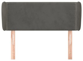 Cabeceira de cama c/ abas veludo 93x23x78/88 cm cinzento-escuro