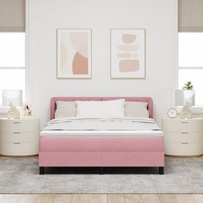 Cama Box Spring com Colchão Rosa 140x190 cm Veludo