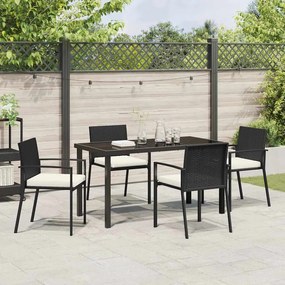 Conjunto de Jantar para Jardim de 5 Peças Preto Rattan Sintético
