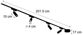 LED Sistema de iluminação de trilho moderno com 4 focos pretos monofásicos - Magnetic Samson Moderno