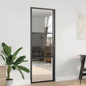 vidaXL Porta Interna Preto 76 x 201.5 cm Vidro Temperado, Alumínio
