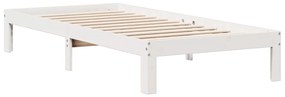 Cama com estante sem colchão 75x190 cm pinho maciço branco