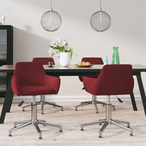 vidaXL Cadeiras de jantar giratórias 4 pcs veludo vermelho tinto