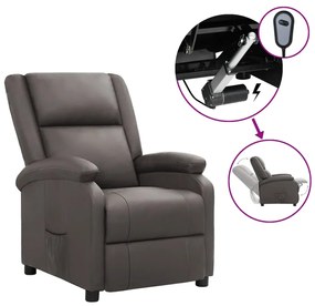 vidaXL Poltrona reclinável elétrica couro genuíno cinza