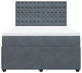 Cama com molas/colchão 140x200 cm veludo cinzento-escuro