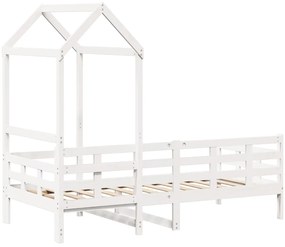 Sofá-cama com telhado 80x200 cm madeira de pinho maciça branco