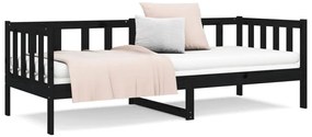 Sofá-cama 90x190 cm madeira de pinho maciça preto
