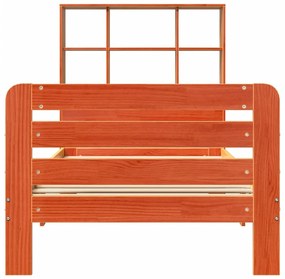 Cama sem colchão 75x190 cm madeira de pinho maciça castanho-mel