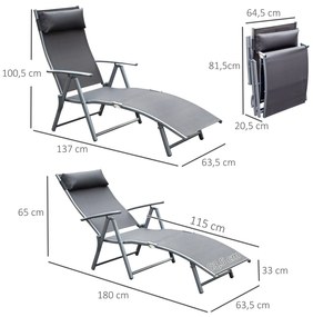 Outsunny Espreguiçadeira Dobrável de Jardim com Encosto Ajustável em 7