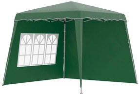 Outsunny Tenda Dobrável com 2 Paredes Laterais Altura Ajustável Proteção UV50+ e Bolsa de Transporte 240x240x250 cm Verde