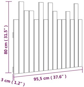 Cabeceira de parede 95,5x3x80 cm madeira de pinho maciça