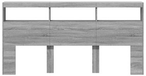 Armário de cabeceira c/ luzes LED 200x17x102 cm cinzento sonoma