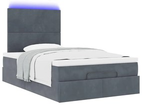 Estrutura de cama otomana com colchões cinza escuro Veludo