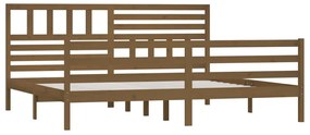 Estrutura de cama 200x200 cm madeira maciça castanho mel