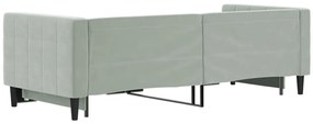 Sofá-cama com gavetão 80x200 cm veludo cinzento-claro