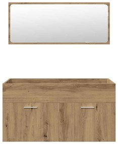 4 pcs móveis de casa de banho deriv. madeira carvalho artisiano