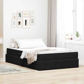 vidaXL Cama com arrumação e colchão Preto 120 x 200 cm Veludo