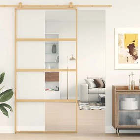 Porta deslizante 102,5x205 cm vidro ESG/alumÃnio dourado